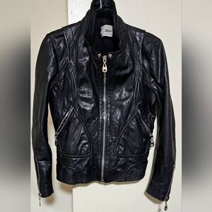 DOMA Leather Biker Jacket Large Black